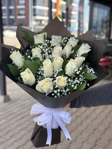 15 beyaz gül buketi